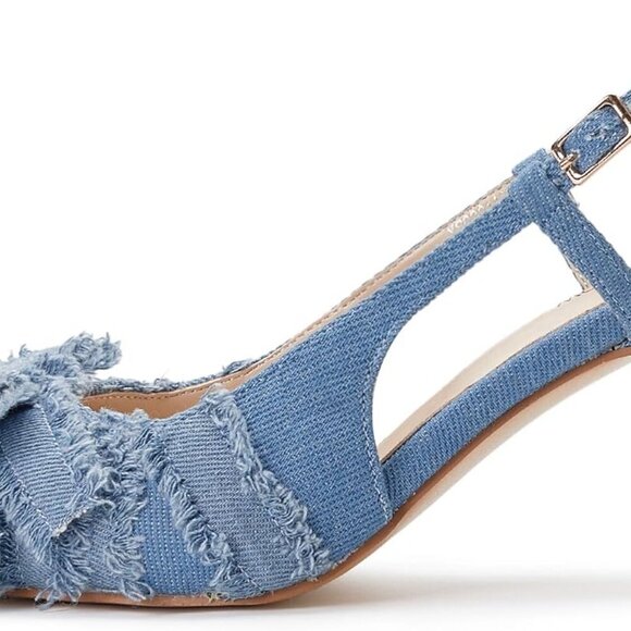 Women's Synthetic Pointed Toe Slingback Heels 3.15" Kitten Pumps Dress Shoes - Picture 3 of 6